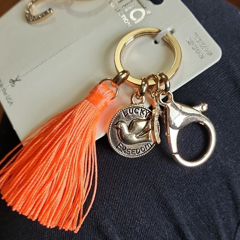 Gold and Teal Keychain with Tassel by Mia